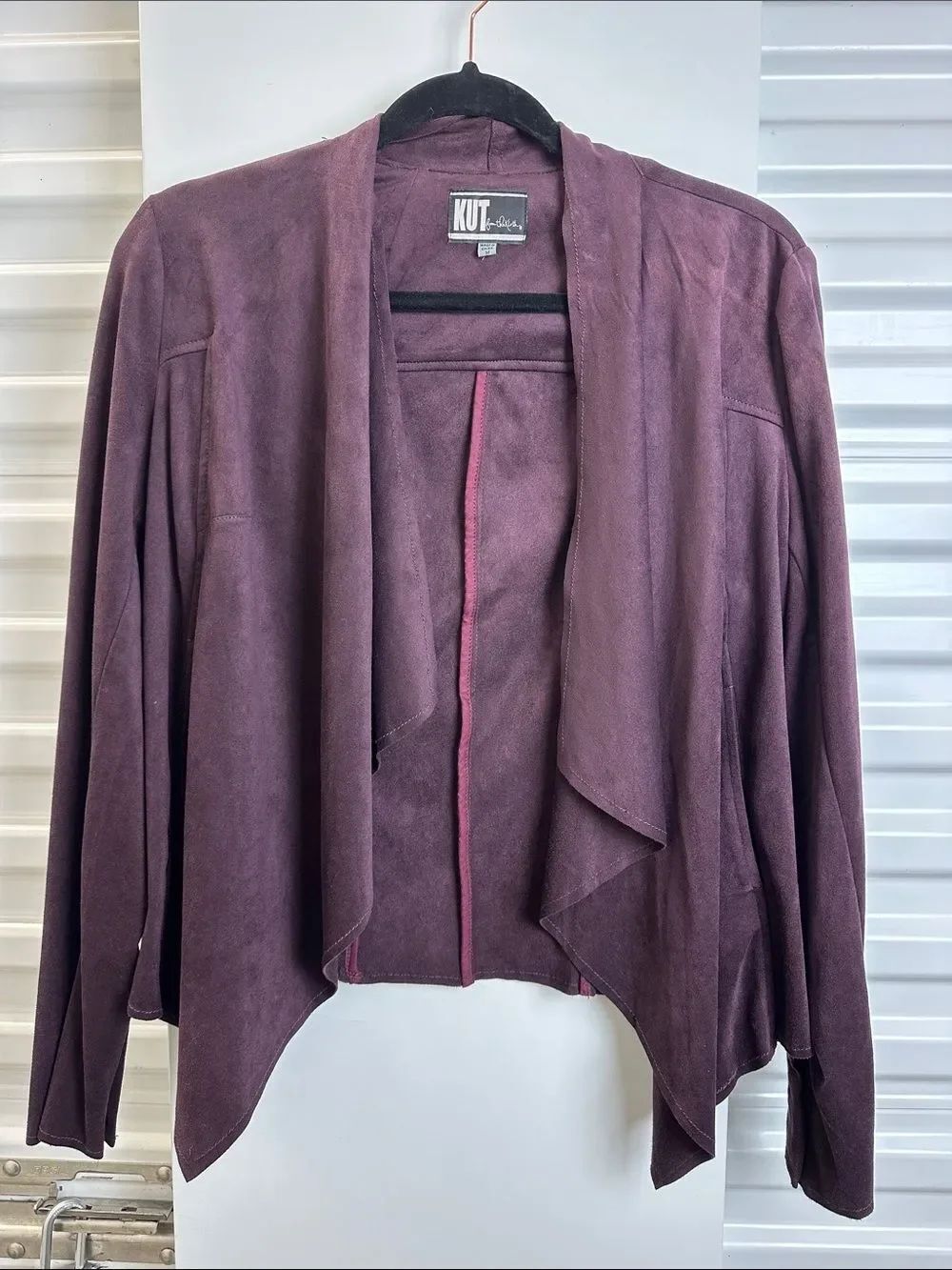 Kut from the Kloth Plum Open-Front Faux Suede Drape Jacket